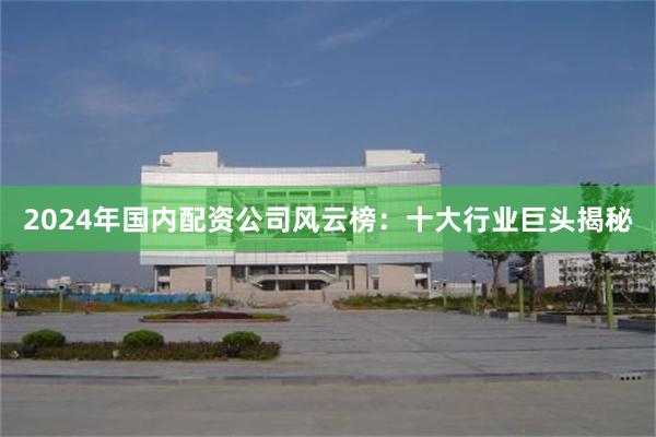 2024年国内配资公司风云榜：十大行业巨头揭秘