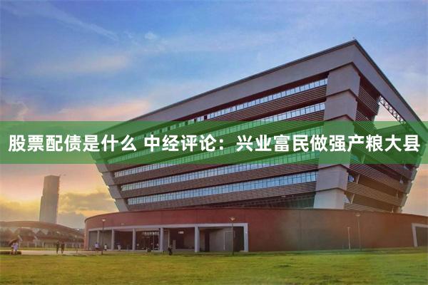股票配债是什么 中经评论：兴业富民做强产粮大县