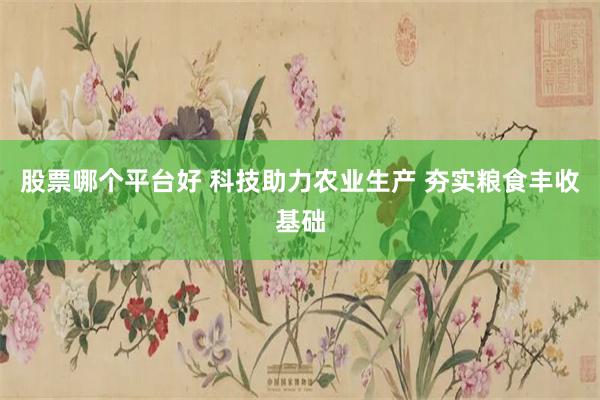股票哪个平台好 科技助力农业生产 夯实粮食丰收基础