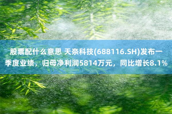 股票配什么意思 天奈科技(688116.SH)发布一季度业绩，归母净利润5814万元，同比增长8.1%