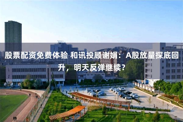 股票配资免费体验 和讯投顾谢娟：A股放量探底回升，明天反弹继续？