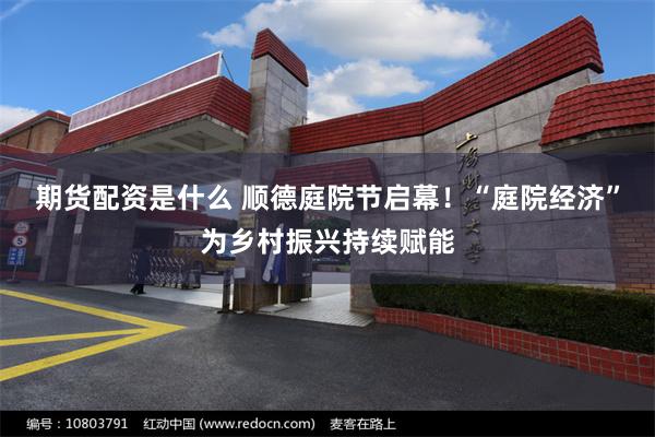 期货配资是什么 顺德庭院节启幕！“庭院经济”为乡村振兴持续赋能