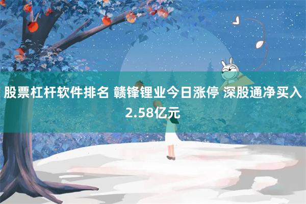 股票杠杆软件排名 赣锋锂业今日涨停 深股通净买入2.58亿元