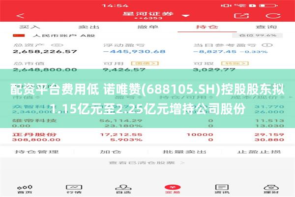 配资平台费用低 诺唯赞(688105.SH)控股股东拟1.15亿元至2.25亿元增持公司股份