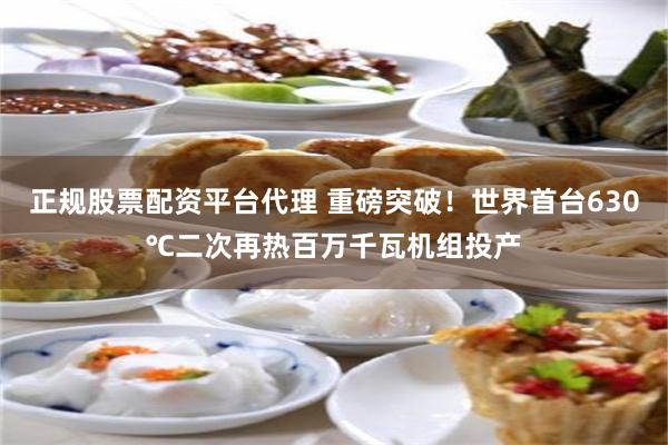 正规股票配资平台代理 重磅突破！世界首台630℃二次再热百万千瓦机组投产