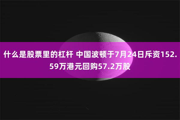 什么是股票里的杠杆 中国波顿于7月24日斥资152.59万港元回购57.2万股