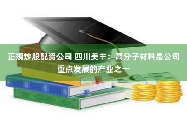 正规炒股配资公司 四川美丰：高分子材料是公司重点发展的产业之一