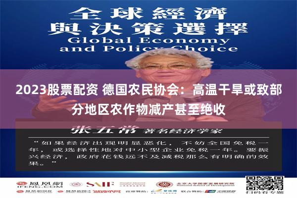 2023股票配资 德国农民协会：高温干旱或致部分地区农作物减产甚至绝收