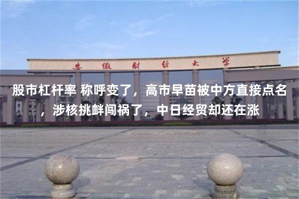 股市杠杆率 称呼变了，高市早苗被中方直接点名，涉核挑衅闯祸了，中日经贸却还在涨